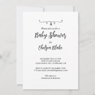 Invitación a Baby Shower en blanco y negro dulce