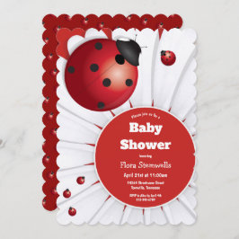 Invitación a Baby Shower en blanco y negro rojo La