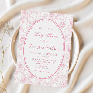 Invitación a Baby Shower en Chinoiserie con flores