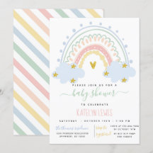 Invitación a Baby Shower en el arcoiris de Pastel