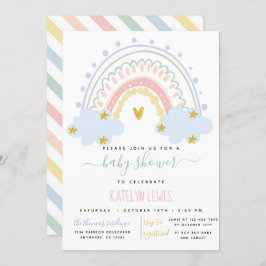 Invitación a Baby Shower en el arcoiris de Pastel