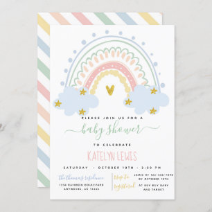 Invitación a Baby Shower en el arcoiris de Pastel