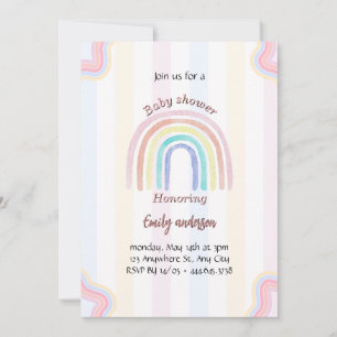 Invitación a Baby Shower en el arcoiris pastel