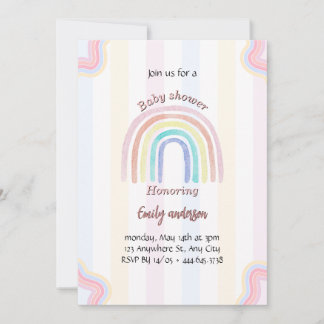 Invitación a Baby Shower en el arcoiris pastel
