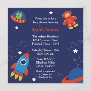 Invitación a Baby Shower en el espacio ultraterres