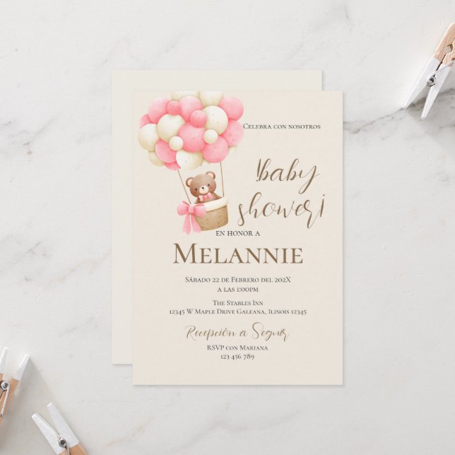 Invitación a Baby Shower en español (Anverso/Reverso In Situ)