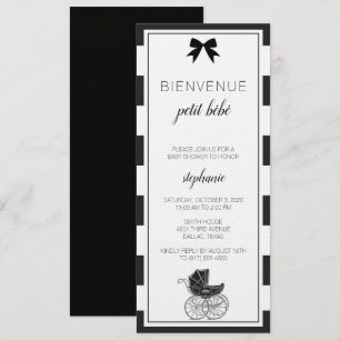 Invitación a Baby Shower en francés blanco y negro