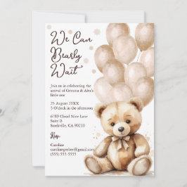 Invitación a Baby Shower en globo de oso