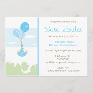 Invitación a Baby Shower en globo monograma - niño