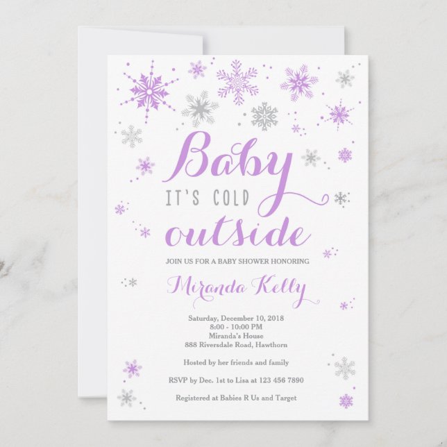Invitación a Baby Shower en invierno, Baby Shower  (Anverso)