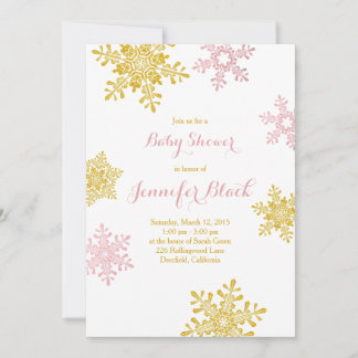 Invitación a Baby Shower en invierno | Blanco Oro 