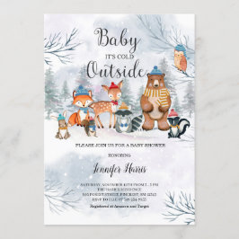 Invitación a Baby Shower en invierno de Woodland