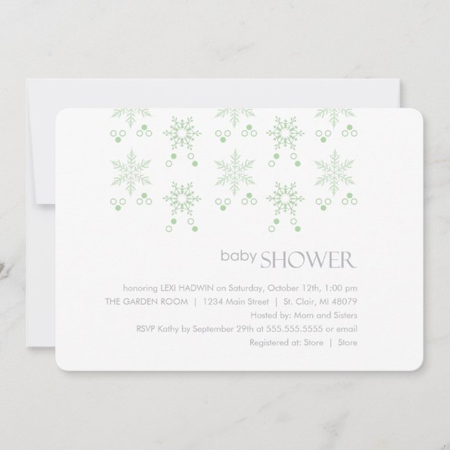 Invitación a Baby Shower en invierno| Neutral (Anverso)