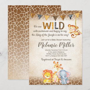 Invitación a Baby Shower en la jungla, bebé de niñ