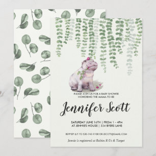 Invitación a Baby Shower en la selva de Hippo