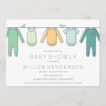 Invitación a Baby Shower en línea de ropa