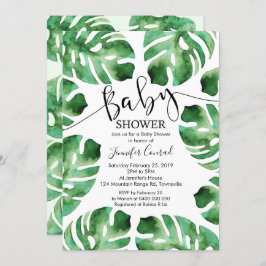Invitación a Baby Shower en Monstera, hojas tropic