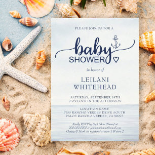 Invitación a Baby Shower en océano náutico
