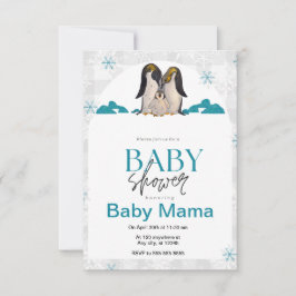 Invitación a Baby Shower en pingüino
