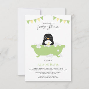 Invitación a Baby Shower en pingüino