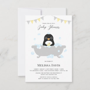 Invitación a Baby Shower en pingüino