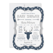 Invitación a Baby Shower en Woodland, Marina, Gris