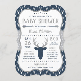 Invitación a Baby Shower en Woodland, Marina, Gris