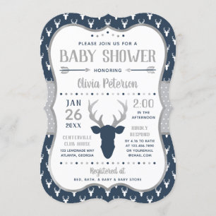 Invitación a Baby Shower en Woodland, Marina, Gris