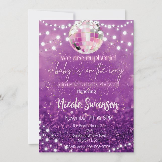 Invitación a Baby Shower estética de la euforia mo (Anverso)