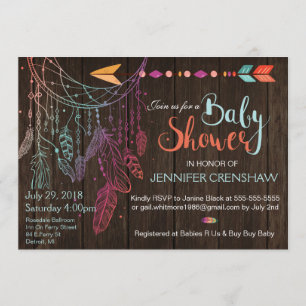 Invitación a Baby Shower Feather Dream Catcher