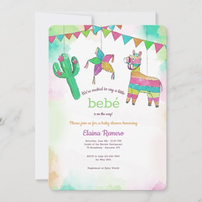 Invitación a Baby Shower Fiesta (Anverso)