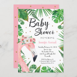 Invitación a Baby Shower Flamingo Tropical