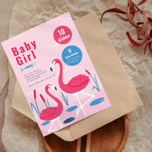 Invitación a Baby Shower Flamingo Tropical