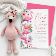 Invitación a Baby Shower Flamingo Tropical