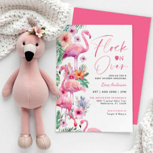 Invitación a Baby Shower Flamingo Tropical