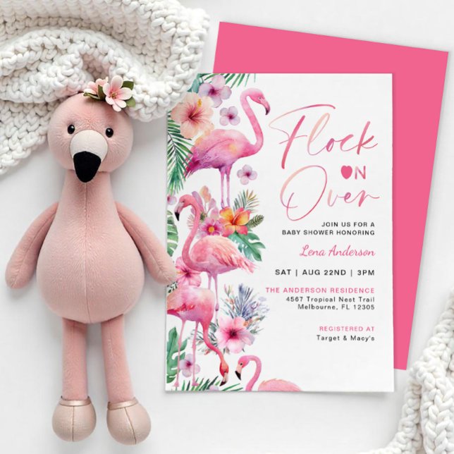 Invitación a Baby Shower Flamingo Tropical (Flamingo Baby Shower Invite)