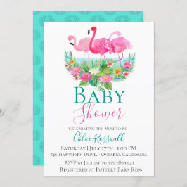 Invitación a Baby Shower Flamingo Tropical