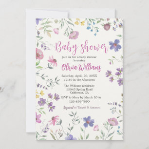 Invitación a Baby Shower floral de acuarela