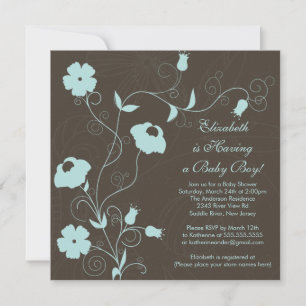 Invitación a Baby Shower floral de primavera moder
