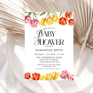 Invitación a Baby Shower floral de Tulips, Naranja