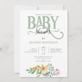 Invitación a BABY SHOWER floral GÉNERO NEUTRAL