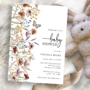 Invitación a Baby Shower floral moderna