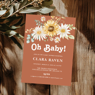Invitación a Baby Shower floral neutra por bebé