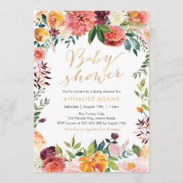 Invitación a Baby Shower Floral otoño