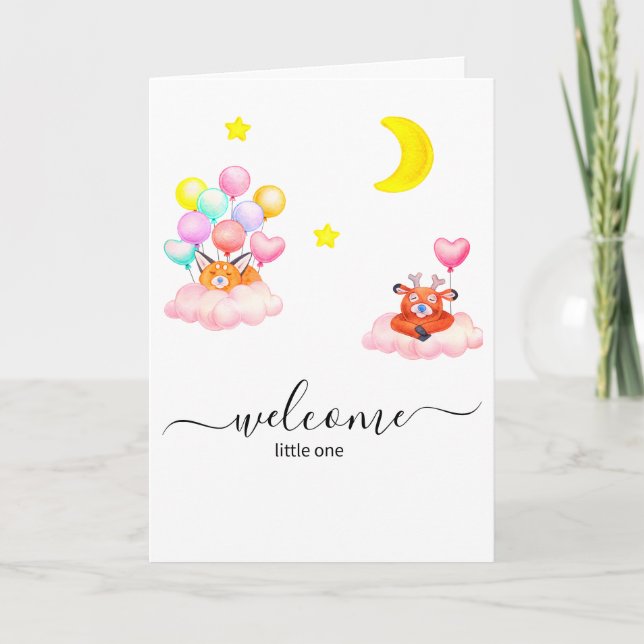 Invitación a Baby Shower forestal encantada - Anim (Anverso)