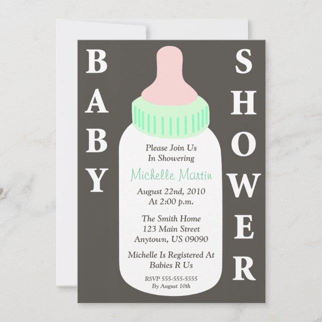 Invitación a Baby Shower (frasco de bebé) (Anverso)