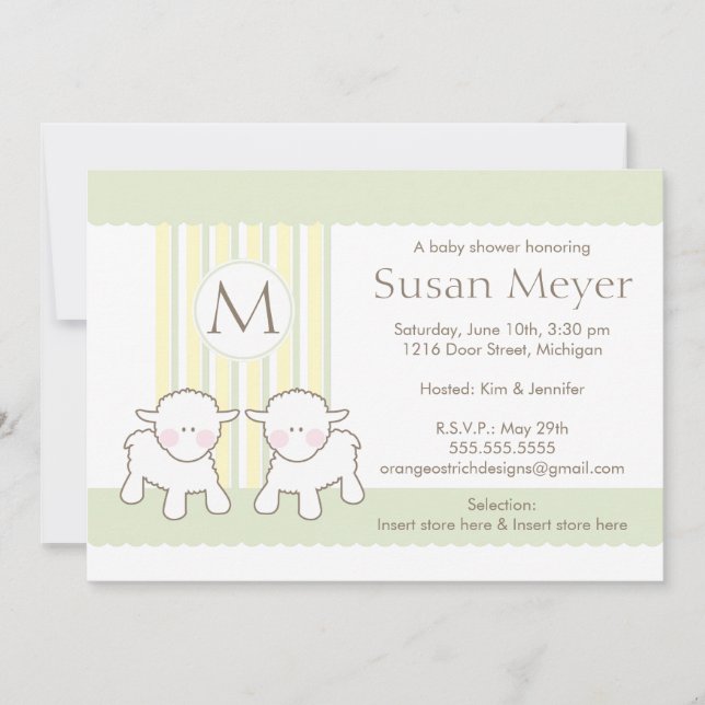 Invitación a Baby Shower - Gemelos (Anverso)