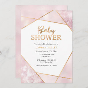 Invitación a Baby Shower Geo Pink and Gold