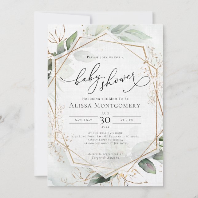 Invitación a Baby Shower geométrica (Anverso)