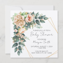 Invitación a Baby Shower geométrica de la vegetaci